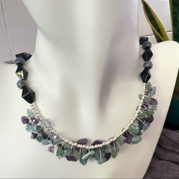 Artisan Handmade Amethyst Aventurine Pastel Necklace 19” Retro Gemstone - Picture 9 of 9